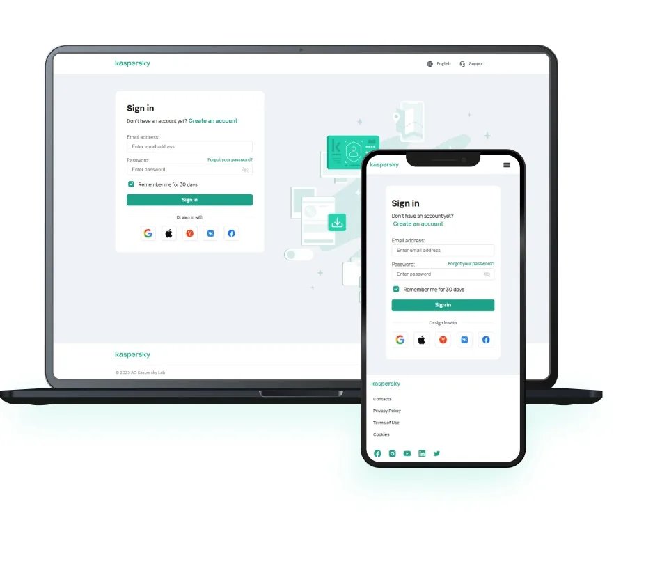 Official My Kaspersky sign-in screen used before downloading Linux installation files