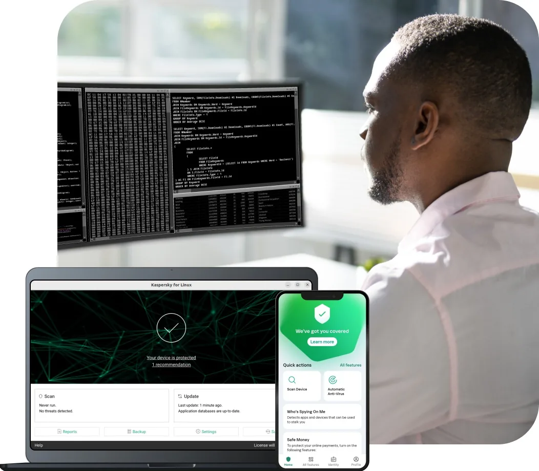 Official Kaspersky for Linux protection overview with desktop interface